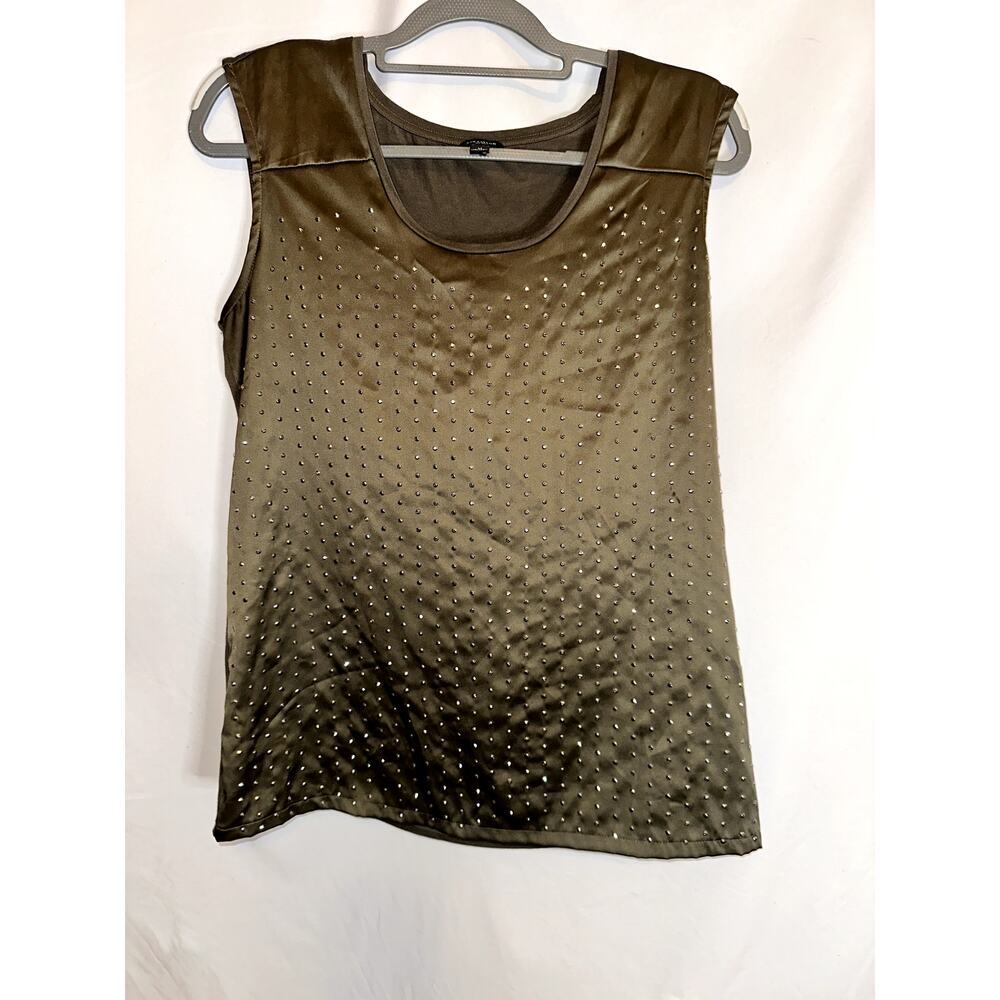 Women's Ann Taylor Embellished Sleeveless Tank Green Studded Size Medium